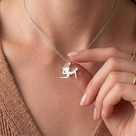 Yoga Pose Silver Necklace, Flexibility and Balance Jewelry, Handmade 925 Sterling Silver Pendant
