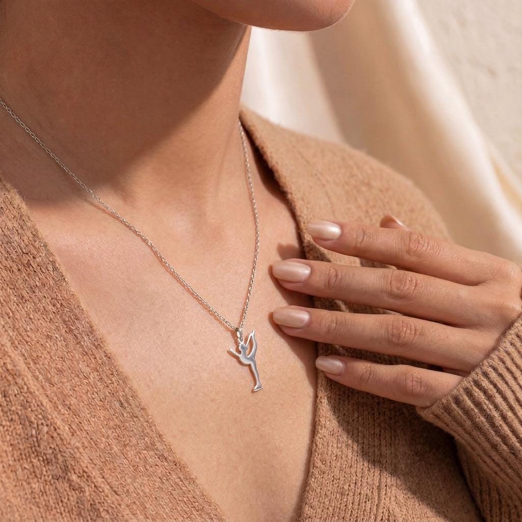 Figure Skater Necklace | 925 Sterling Silver Jewelry | Graceful Movement Pendant | Gift for Dancer or Athlete