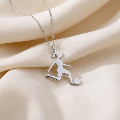 Female Soccer Player Necklace | 925 Sterling Silver Jewelry | Sports Passion Pendant | Gift for Athlete or Football Lover