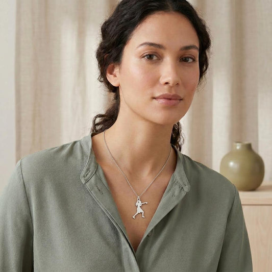 Boxing Woman Necklace | 925 Sterling Silver Jewelry | Fighter & Strength Style | Gift for Athletes