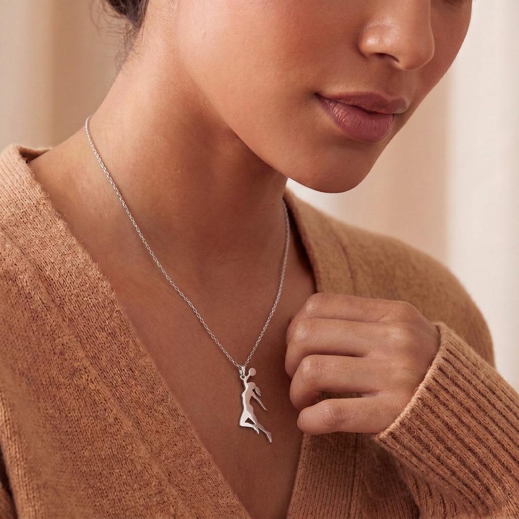 Basketball Player Necklace | 925 Sterling Silver Women Jewelry | Sport Athlete Silhouette Pendant | Gift for Basketball Lovers