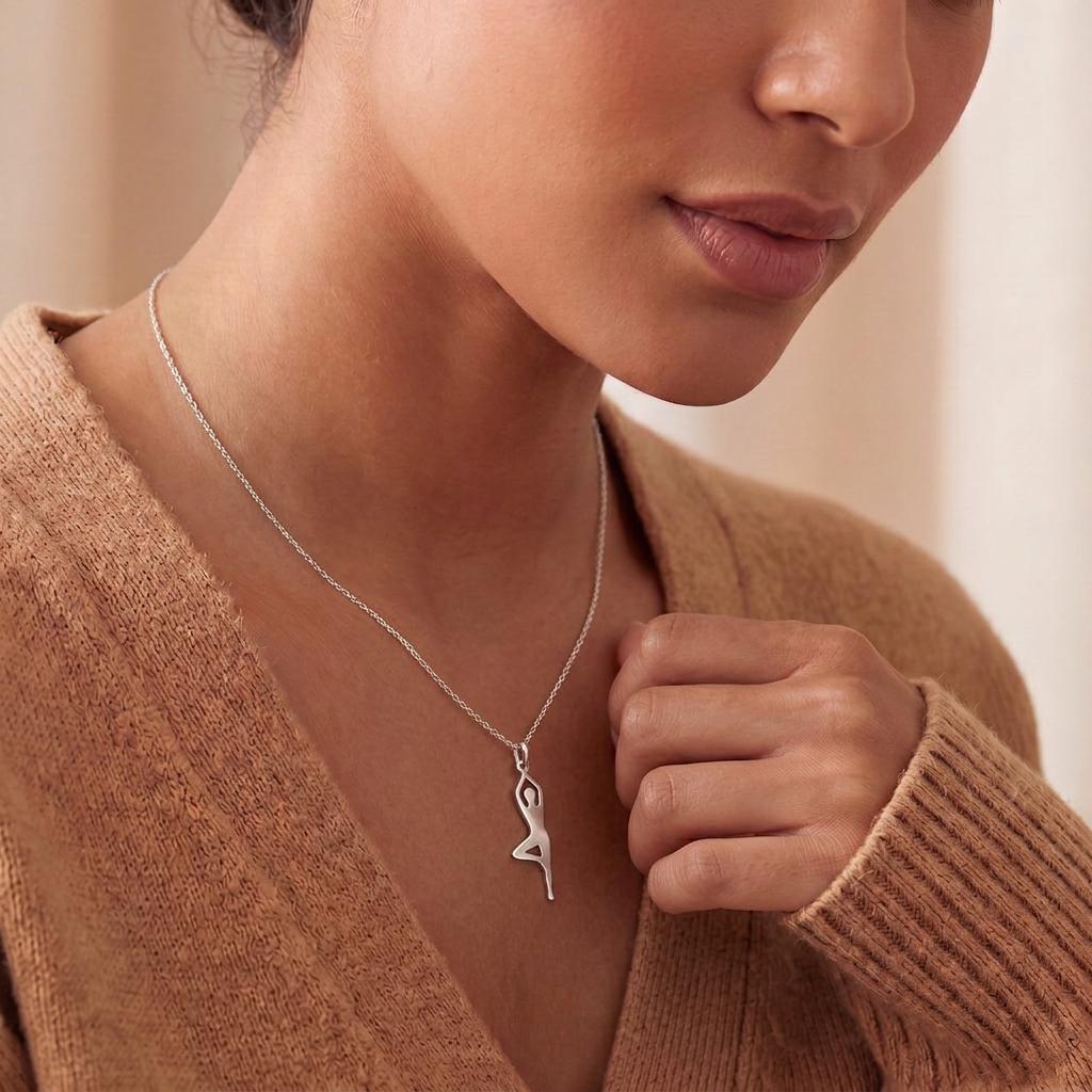 Yoga Pose Necklace | 925 Sterling Silver Jewelry | Mindfulness & Balance Symbol | Gift for Yoga Lovers