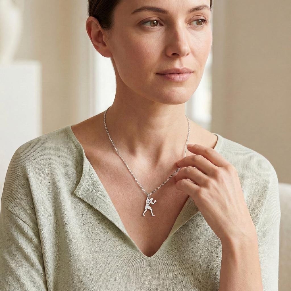 Boxing Necklace | 925 Sterling Silver Jewelry for Men & Women | Minimal Sports-Inspired Design | Powerful Gift for Boxers