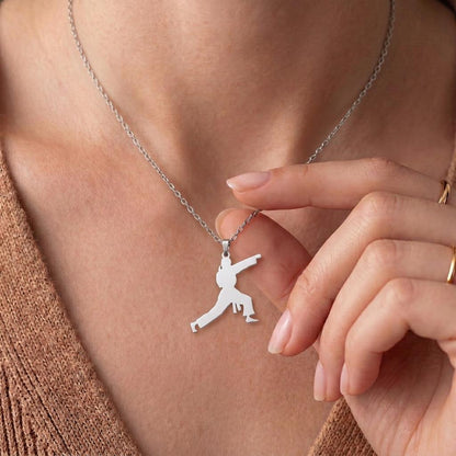 Karate Fighter Necklace | 925 Sterling Silver Jewelry | Martial Arts & Discipline Style | Gift for Athletes