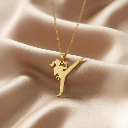 Karate Pendant Necklace | 925 Sterling Silver | Martial Arts Inspired Design | Motivational Athlete Gift