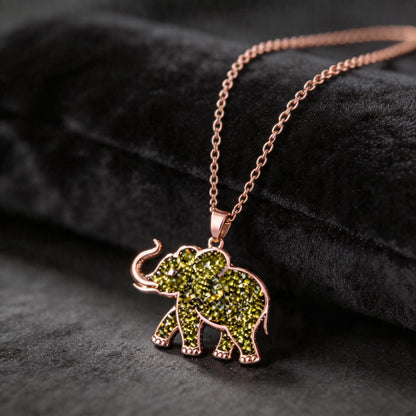 Peridot Elephant Necklace | 925 Sterling Silver Animal Jewelry | Minimal Nature Inspired Design | August Birthstone Gift