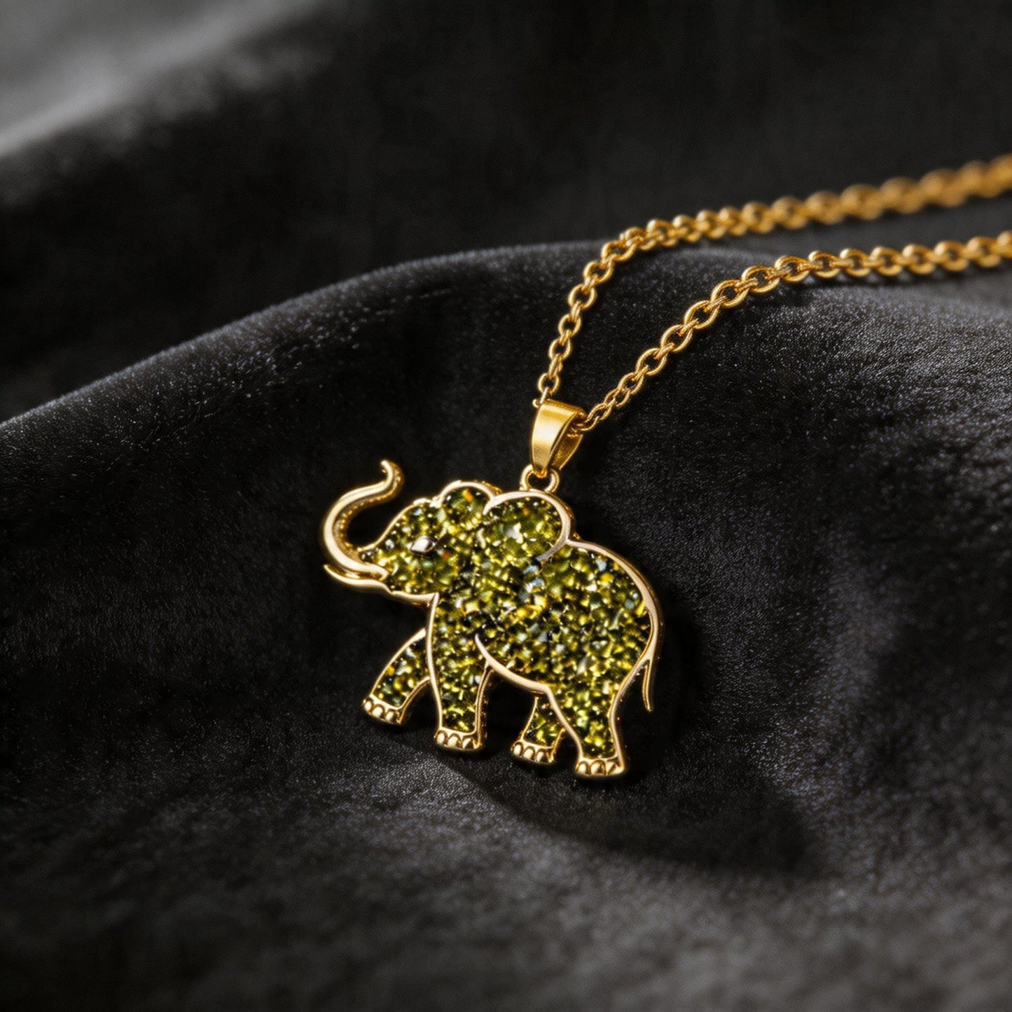 Peridot Elephant Necklace | 925 Sterling Silver Animal Jewelry | Minimal Nature Inspired Design | August Birthstone Gift