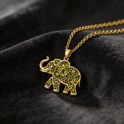 Peridot Elephant Necklace | 925 Sterling Silver Animal Jewelry | Minimal Nature Inspired Design | August Birthstone Gift