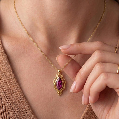 Elven Forest Birthstone Necklace | 925 Sterling Silver | Fantasy Nature Style | Meaningful Gift