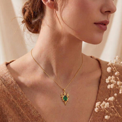 Elf Birthstone Necklace | 925 Sterling Silver for Women | Fantasy Elven Marquise Design | Personalized Birthday Gift