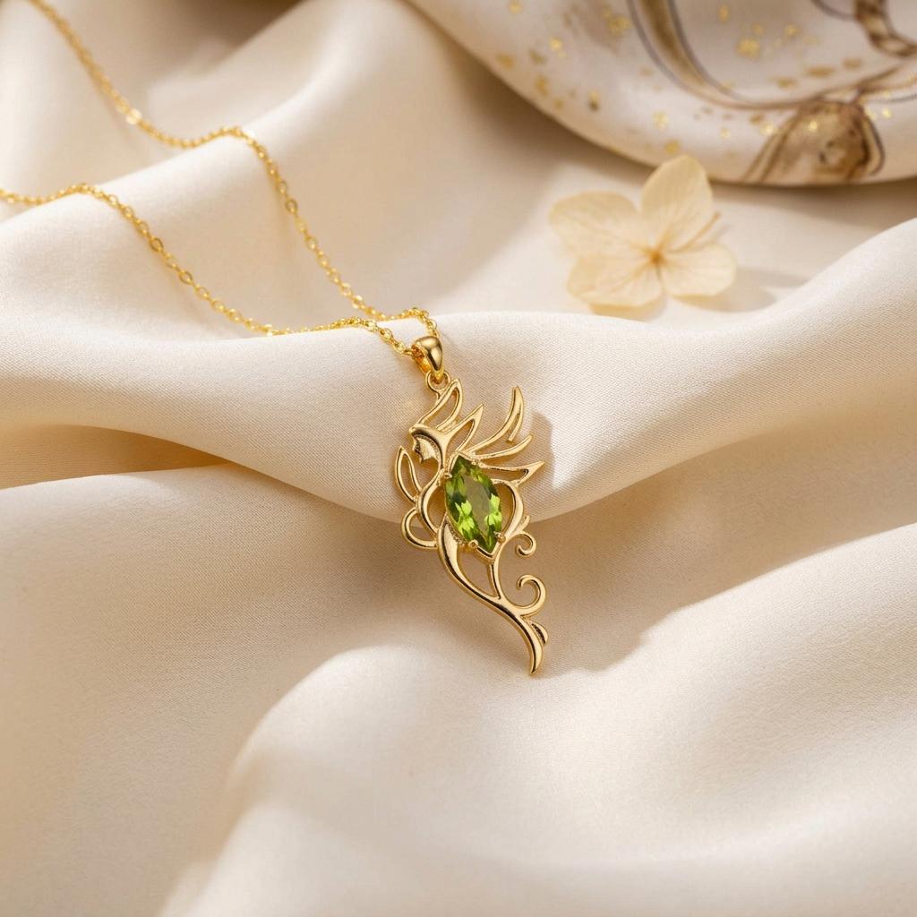 Winged Elf Necklace | 925 Sterling Silver Women | Fantasy Fairy Jewelry | August Birthstone Gift
