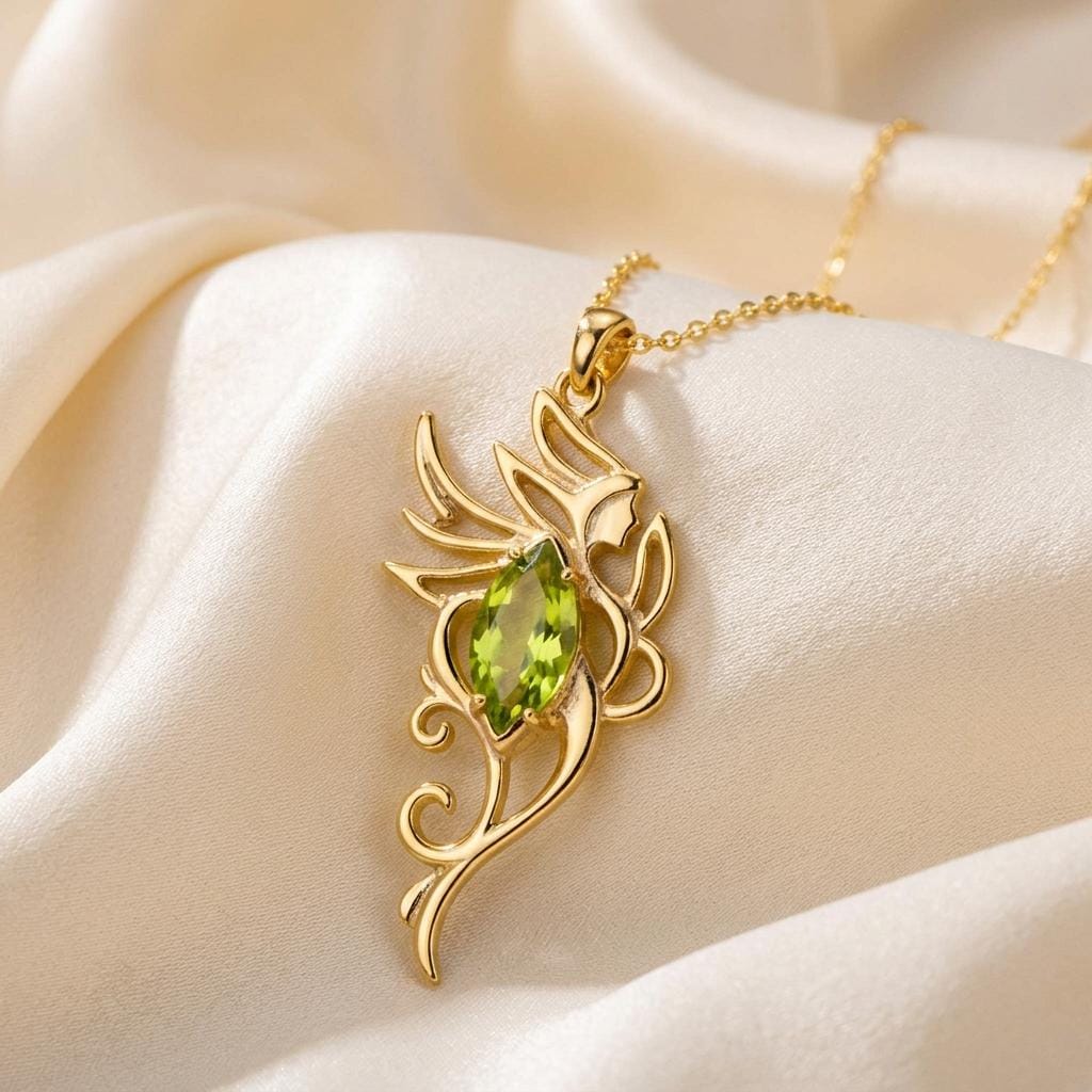 Winged Elf Necklace | 925 Sterling Silver Women | Fantasy Fairy Jewelry | August Birthstone Gift