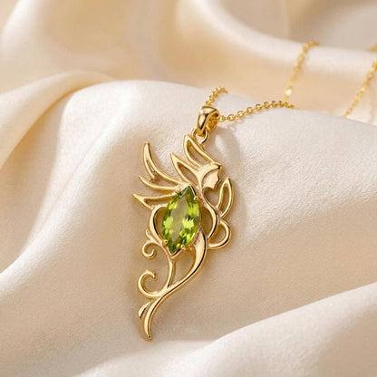 Winged Elf Necklace | 925 Sterling Silver Women | Fantasy Fairy Jewelry | August Birthstone Gift