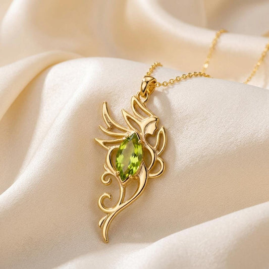 Winged Elf Necklace | 925 Sterling Silver Women | Fantasy Fairy Jewelry | August Birthstone Gift