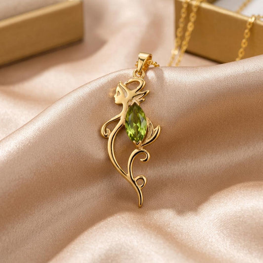 Peridot Elf Necklace | 925 Sterling Silver Women | Fantasy Elven Style | August Birthstone Gift