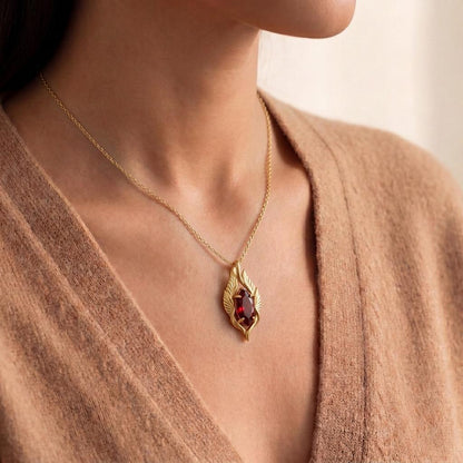 Elven Leaf Marquise Necklace | 925 Sterling Silver | Forest Elf Fantasy Jewelry | Enchanted Gift