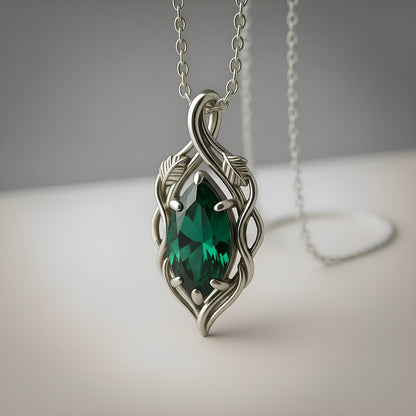 Garnet Leaf Necklace | 925 Sterling Silver Gold Plated Pendant | Nature Inspired Elegant Jewelry | Romantic Gift for Her