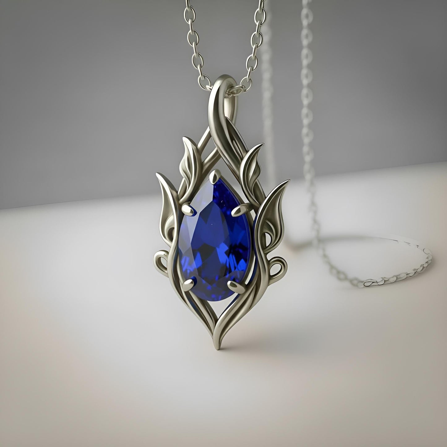 Pear Cut Amethyst Necklace | 925 Sterling Silver Gold Plated Pendant | Gothic Fantasy Statement Jewelry | Anniversary Gift for Her