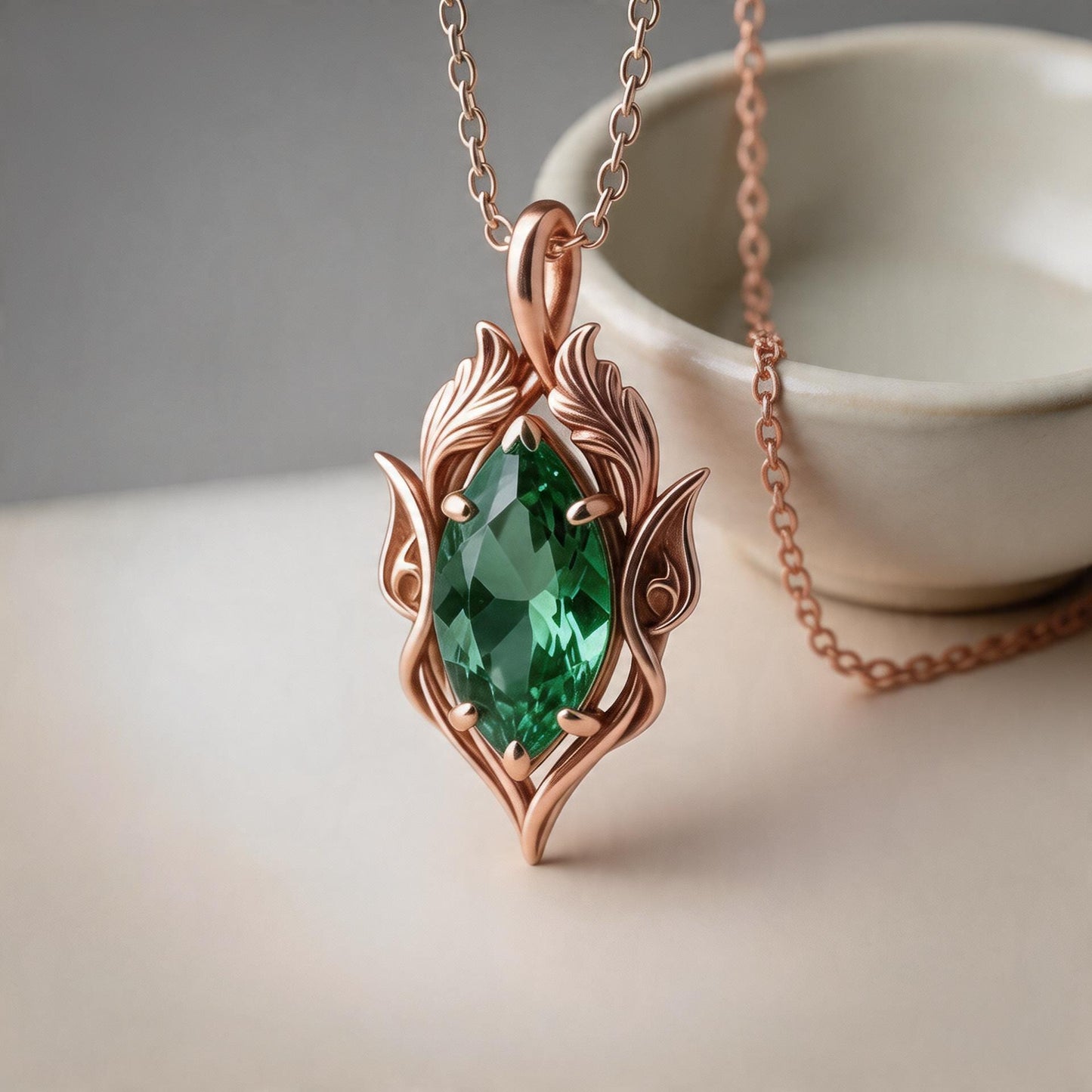 Elf Birthstone Necklace | 925 Sterling Silver Leaf Pendant | Nature Inspired Minimal Jewelry | Personalized Gift for Her