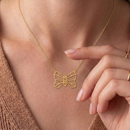 Origami Butterfly Necklace | 925 Sterling Silver for Women | Geometric Minimalist Style | Meaningful Gift for Her