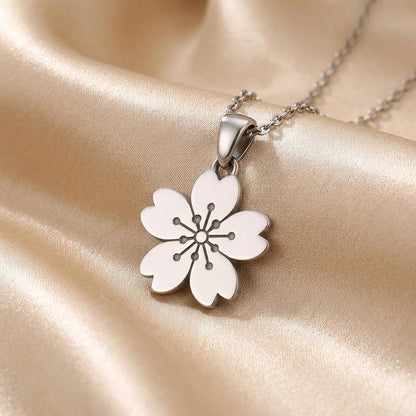 Handmade Sakura Flower Necklace | Solid 925 Sterling Silver Pendant | Minimalist Floral Jewelry | Gift of Renewal and Inner Peace