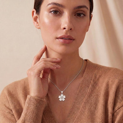 Handmade Sakura Flower Necklace | Solid 925 Sterling Silver Pendant | Minimalist Floral Jewelry | Gift of Renewal and Inner Peace