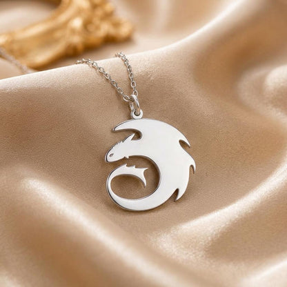 Dragon Spirit Pendant Necklace | 925 Sterling Silver Jewelry | Fantasy-Inspired Minimal Design | Meaningful Gift for Him or Her