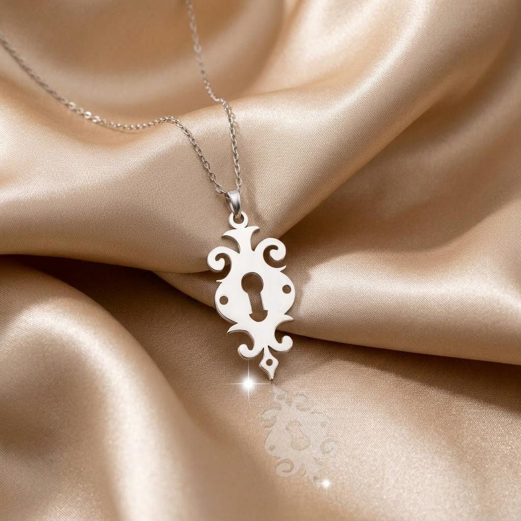 Keyhole Pendant Necklace | 925 Sterling Silver Jewelry | Vintage Symbol of Secrets & Mystery | Meaningful Gift for Her