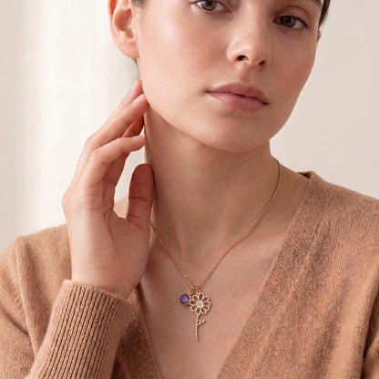 Cosmos Birth Flower Necklace | 925 Sterling Silver Jewelry | Botanical Birth Flower Style | October Birth Month Gift