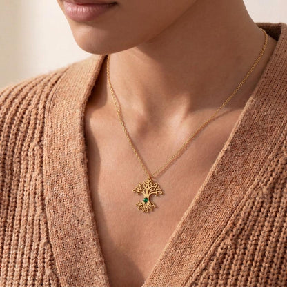 Tree of Life Birthstone Necklace | 925 Sterling Silver for Mothers | Celtic Family Tree Symbol | Meaningful Family Gift