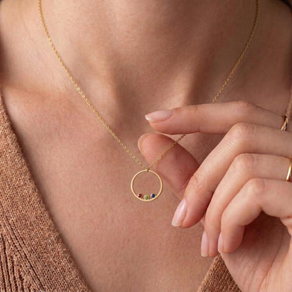 Family Birthstone Necklace | 925 Sterling Silver for Mothers | Elegant Symbolic Jewelry | Personalized Family Gift