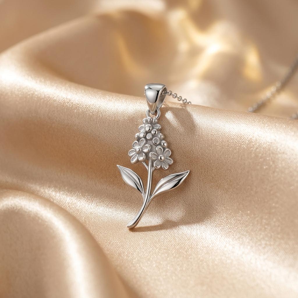 Buddleia Flower Necklace | 925 Sterling Silver for Women | July Birth Flower Nature Jewelry | Friendship Birthday Mothers Gift