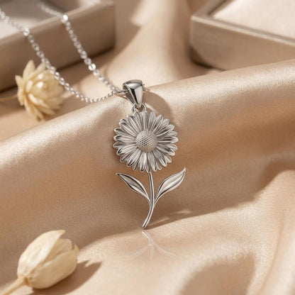 Gerbera Daisy Necklace | 925 Sterling Silver Women | Botanical Floral Jewelry | Birthday and Mothers Day Gift