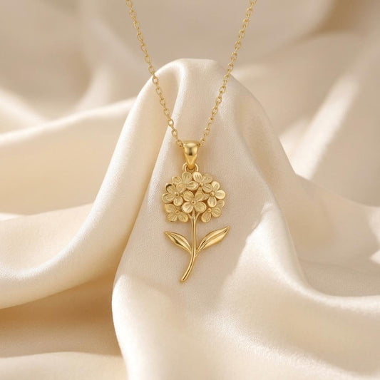 Hydrangea Flower Pendant Necklace | 925 Sterling Silver Jewelry | Botanical Floral Design | Nature Inspired Gift