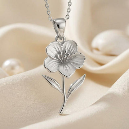 Wallflower Pendant Necklace | 925 Sterling Silver Jewelry | Floral Birth Flower Style | Meaningful Gift for Her