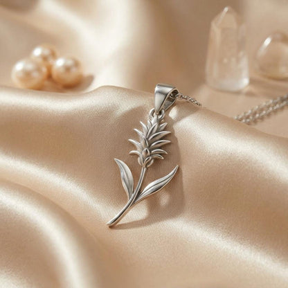 Bromeliad Flower Pendant Necklace | 925 Sterling Silver Jewelry | Tropical Floral Style | Meaningful Gift for Her