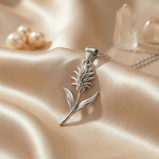 Bromeliad Flower Pendant Necklace | 925 Sterling Silver Jewelry | Tropical Floral Style | Meaningful Gift for Her