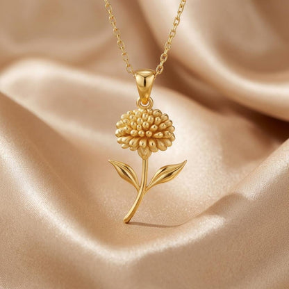 Sedum Flower Pendant Necklace | 925 Sterling Silver for Women | Botanical Minimalist Style | Meaningful Birthday and Anniversary Gift