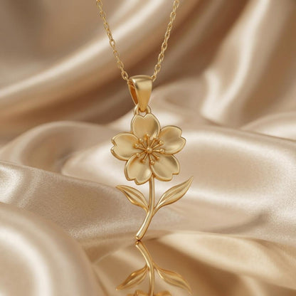 Cherry Blossom Pendant Necklace | 925 Sterling Silver | Floral Nature Inspired | Meaningful Gift for Her