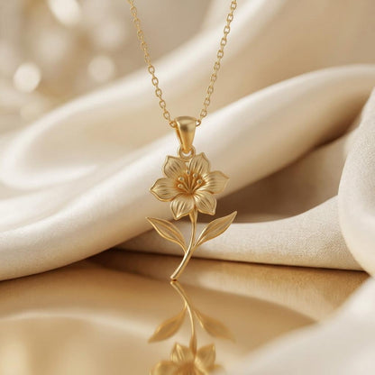 Rhododendron Flower Pendant Necklace | 925 Sterling Silver Women Jewelry | Bold Floral Birth Flower | Meaningful Gift for Her