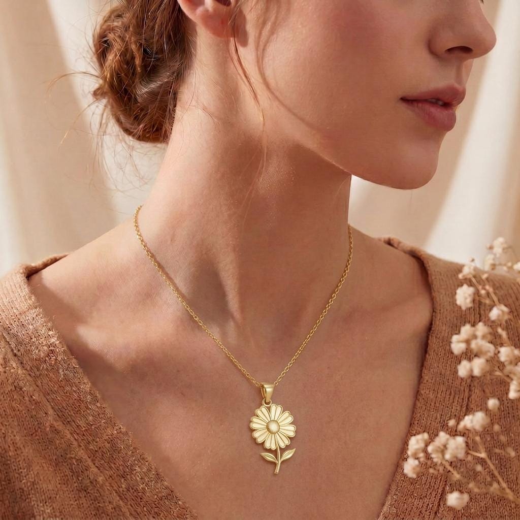 Cosmos Flower Pendant Necklace | 925 Sterling Silver | Botanical Floral Jewelry | October Birth Flower Gift