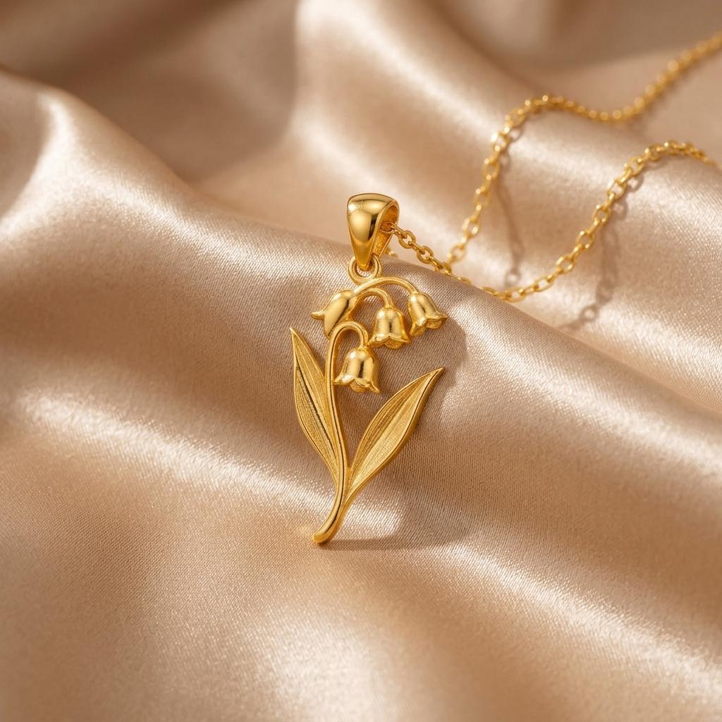 Lily of the Valley Pendant Necklace | 925 Sterling Silver Jewelry | Botanical Floral Design | May Birth Flower Gift