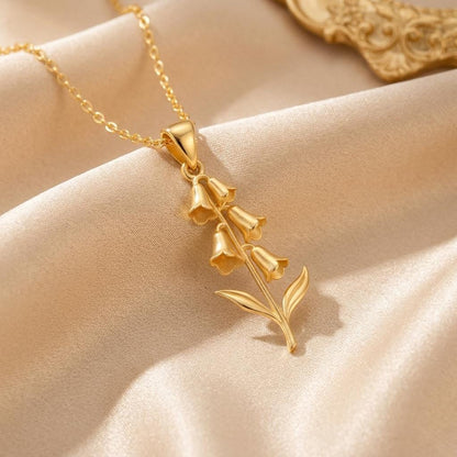 Foxglove Flower Pendant Necklace | 925 Sterling Silver | Botanical Floral Design | July Birth Flower Gift