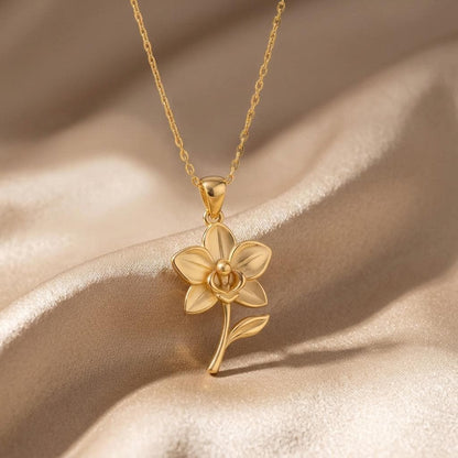 Orchid Flower Pendant Necklace | 925 Sterling Silver Jewelry | Botanical Floral Design | Meaningful Nature Gift
