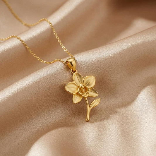 Orchid Flower Pendant Necklace | 925 Sterling Silver Jewelry | Botanical Floral Design | Meaningful Nature Gift