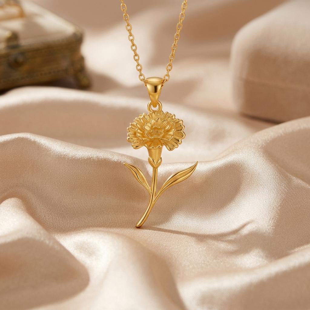 Stock Flower Pendant Necklace | 925 Sterling Silver Jewelry | Botanical Floral Design | Meaningful Floral Gift