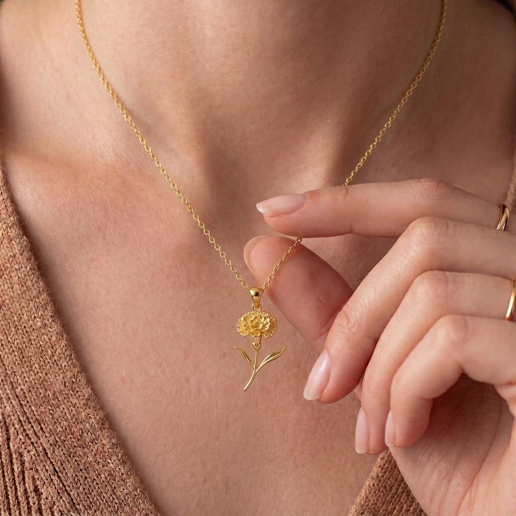 Stock Flower Pendant Necklace | 925 Sterling Silver Jewelry | Botanical Floral Design | Meaningful Floral Gift