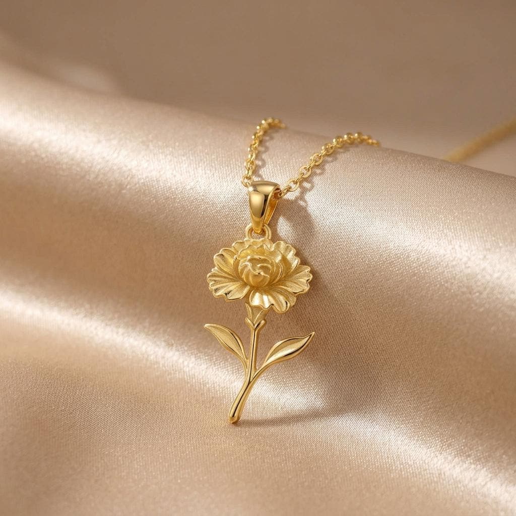 Carnation Flower Pendant Necklace | 925 Sterling Silver Jewelry | Botanical Floral Design | Meaningful Symbolic Gift