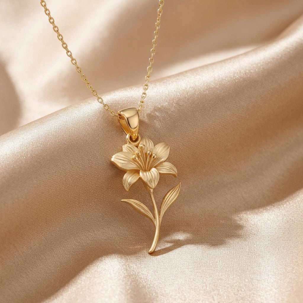 Alstroemeria Flower Pendant Necklace | 925 Sterling Silver | Botanical Floral Design | Meaningful Gift for Her