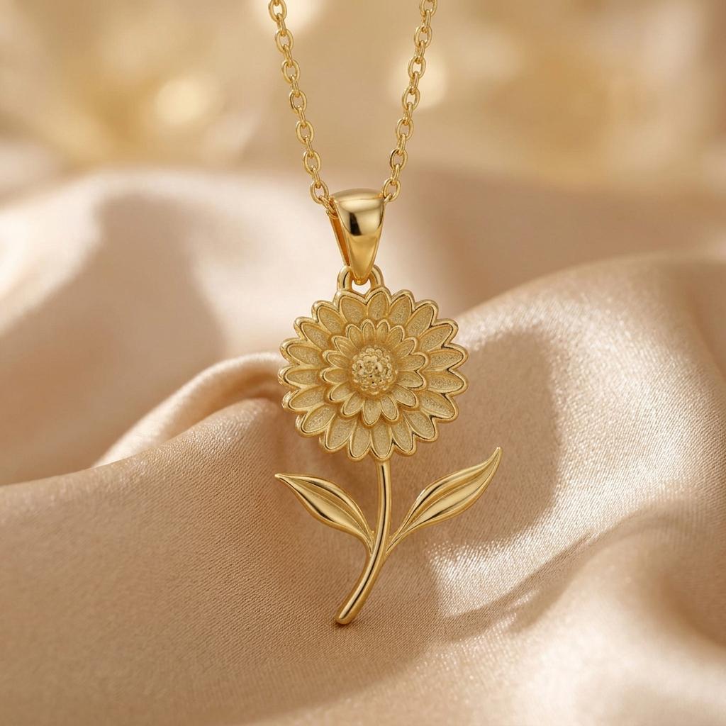 Marigold Flower Necklace | 18K Gold Plated Silver | Botanical Birth Flower Design | Meaningful October Gift